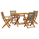 5 Piece Garden Dining Set Grey Polypropylene and Solid Wood - Front View