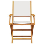 5 Piece Garden Dining Set Cream White Fabric and Solid Wood
