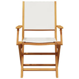 5 Piece Garden Dining Set Cream White Fabric and Solid Wood - Top-Down View