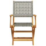 7 Piece Garden Dining Set Grey Poly Rattan and Solid Wood