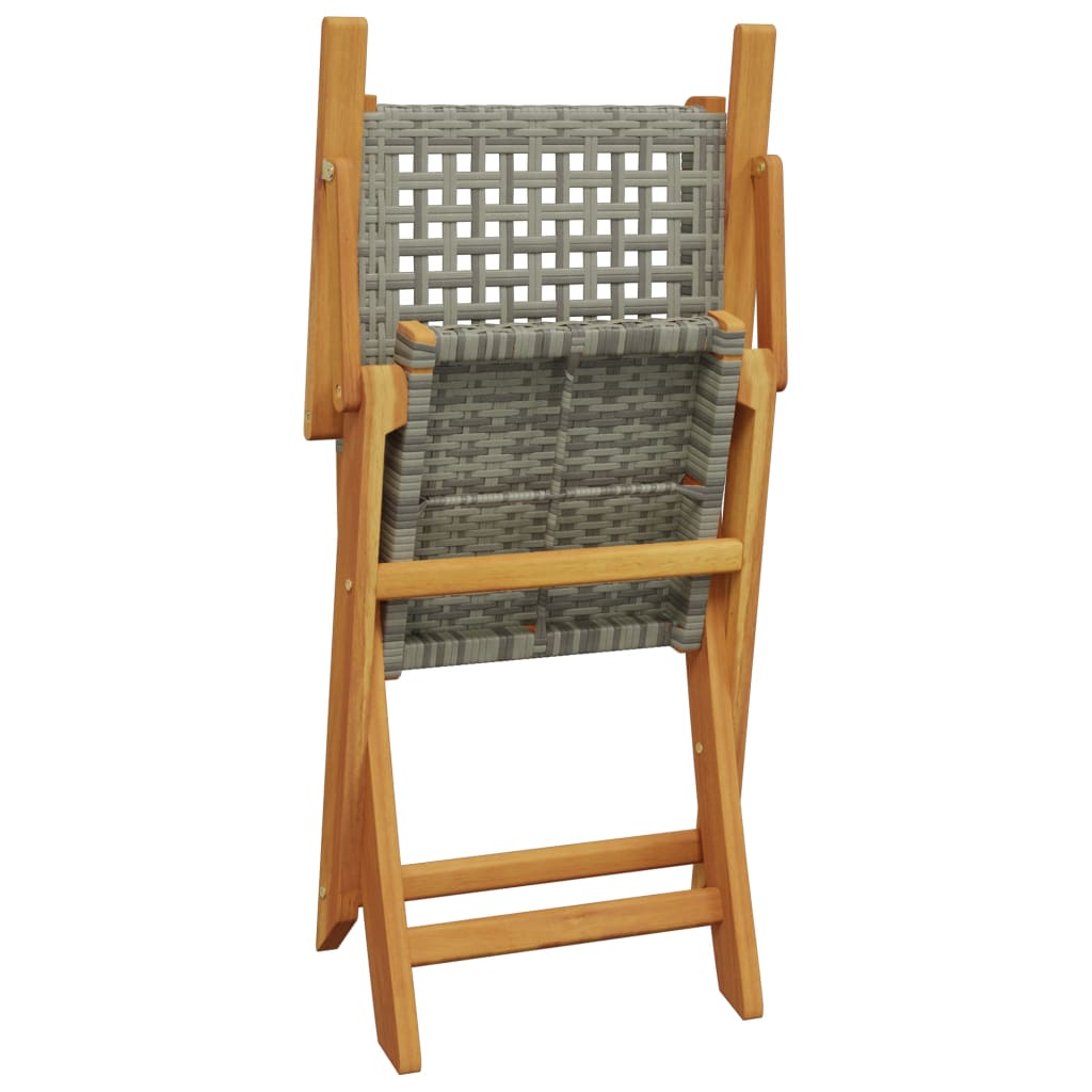 7 Piece Garden Dining Set Grey Poly Rattan and Solid Wood