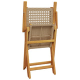 7 Piece Garden Dining Set Beige Poly Rattan and Solid Wood - Close-Up Angle
