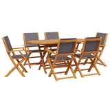 7 Piece Garden Dining Set Anthracite Fabric and Solid Wood