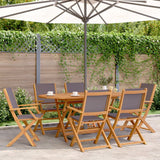 7 Piece Garden Dining Set Anthracite Fabric and Solid Wood