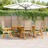 7 Piece Garden Dining Set Beige Poly Rattan and Solid Wood