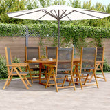 7 Piece Garden Dining Set Grey Polypropylene and Solid Wood