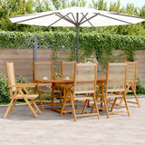 7 Piece Garden Dining Set Beige Polypropylene and Solid Wood