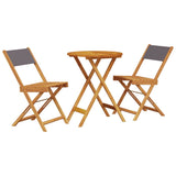 3 Piece Bistro Set Anthracite Fabric and Solid Wood - Front View