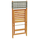 3 Piece Bistro Set Grey Poly Rattan and Solid Wood - Close-Up Angle