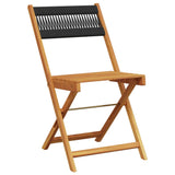 3 Piece Bistro Set Black Polypropylene and Solid Wood - Side View