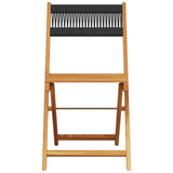 3 Piece Bistro Set Black Polypropylene and Solid Wood