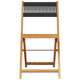 3 Piece Bistro Set Black Polypropylene and Solid Wood - Top-Down View