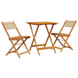 3 Piece Bistro Set Beige Polypropylene and Solid Wood - Front View