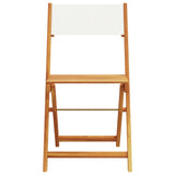 3 Piece Bistro Set Cream White Fabric and Solid Wood - Top-Down View