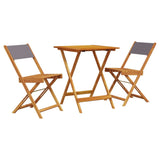 3 Piece Bistro Set Anthracite Fabric and Solid Wood - Front View