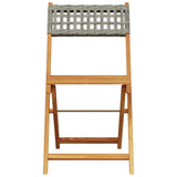 5 Piece Garden Dining Set Grey Poly Rattan and Solid Wood