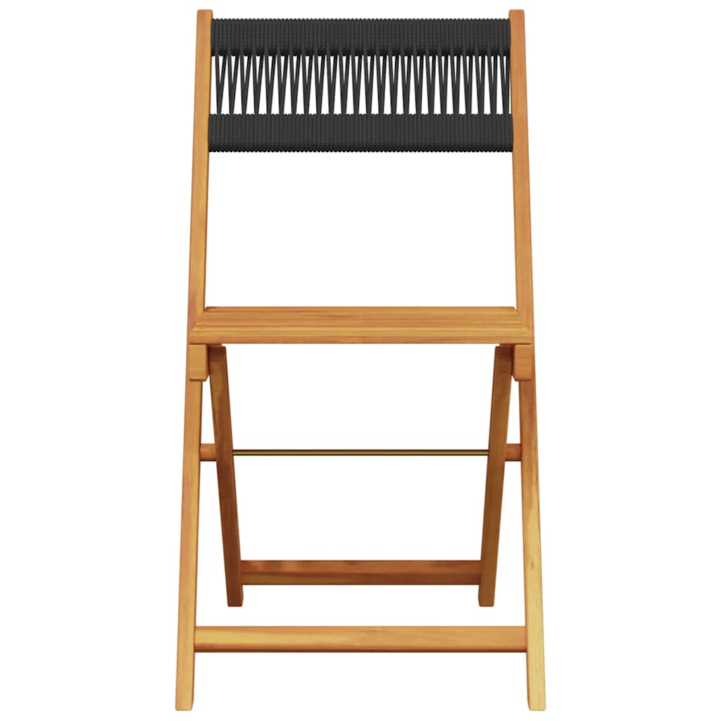 5 Piece Garden Dining Set Black Polypropylene and Solid Wood