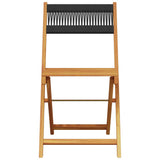 5 Piece Garden Dining Set Black Polypropylene and Solid Wood - Top-Down View
