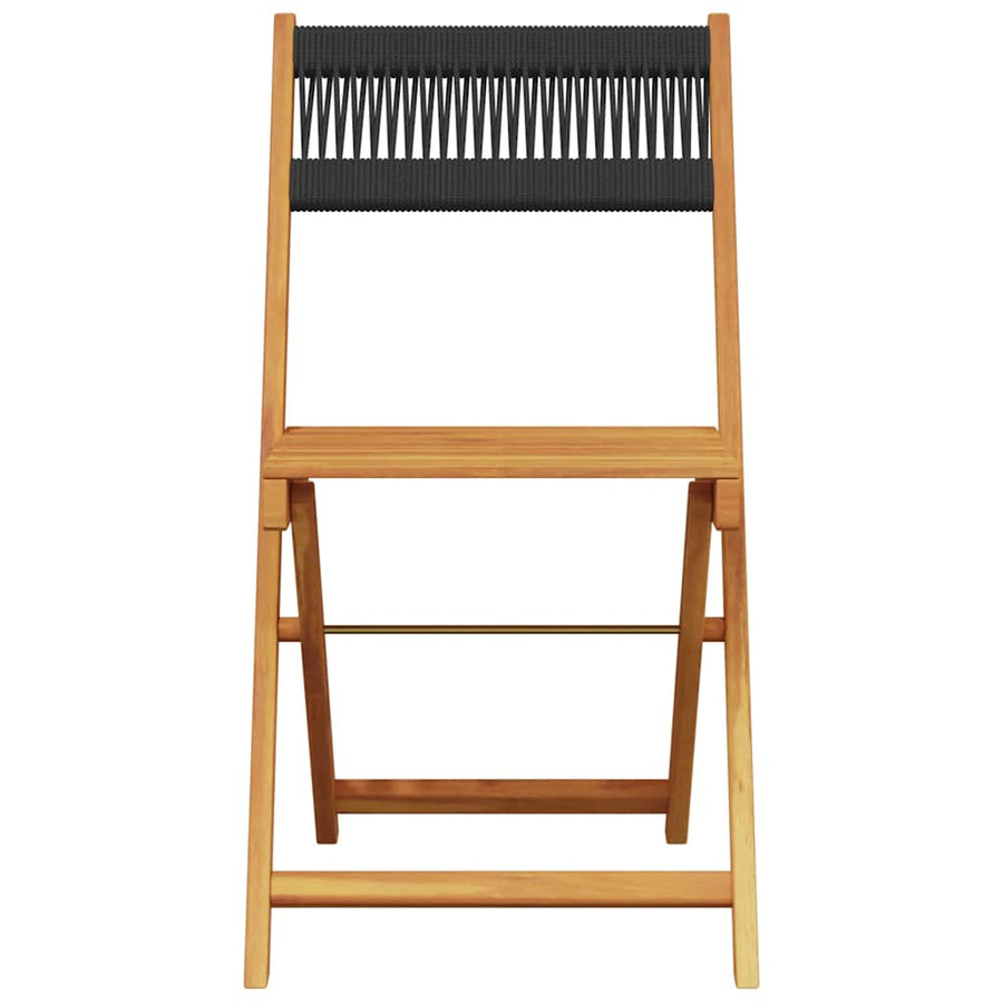5 Piece Garden Dining Set Black Polypropylene and Solid Wood
