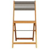5 Piece Garden Dining Set Grey Polypropylene and Solid Wood - Top-Down View