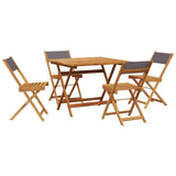 5 Piece Garden Dining Set Anthracite Fabric and Solid Wood - Front View