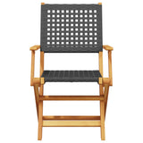 3 Piece Bistro Set Black Poly Rattan and Solid Wood