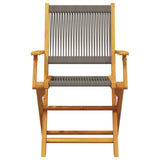 3 Piece Bistro Set Grey Polypropylene and Solid Wood - Top-Down View