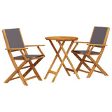 3 Piece Bistro Set Anthracite Fabric and Solid Wood - Front View
