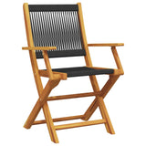 3 Piece Bistro Set Black Polypropylene and Solid Wood - Side View