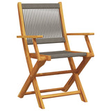 3 Piece Bistro Set Grey Polypropylene and Solid Wood - Side View