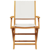 3 Piece Bistro Set Cream White Fabric and Solid Wood - Top-Down View