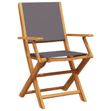 3 Piece Bistro Set Anthracite Fabric and Solid Wood - Side View