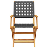 5 Piece Garden Dining Set Black Poly Rattan and Solid Wood