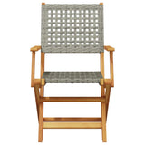 5 Piece Garden Dining Set Grey Poly Rattan and Solid Wood - Top-Down View