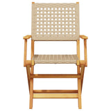 5 Piece Garden Dining Set Beige Poly Rattan and Solid Wood