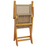 5 Piece Garden Dining Set Beige Poly Rattan and Solid Wood - Close-Up Angle