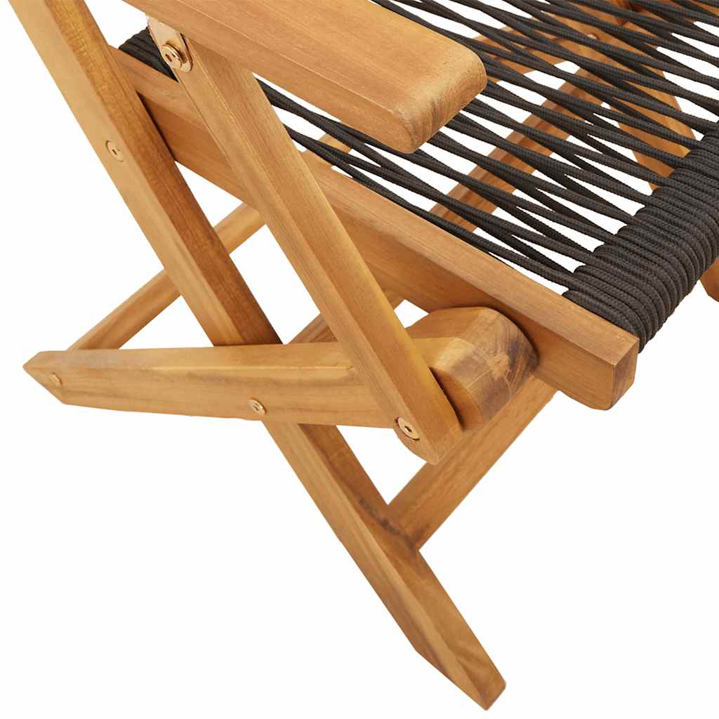 5 Piece Garden Dining Set Black Polypropylene and Solid Wood