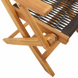 5 Piece Garden Dining Set Black Polypropylene and Solid Wood