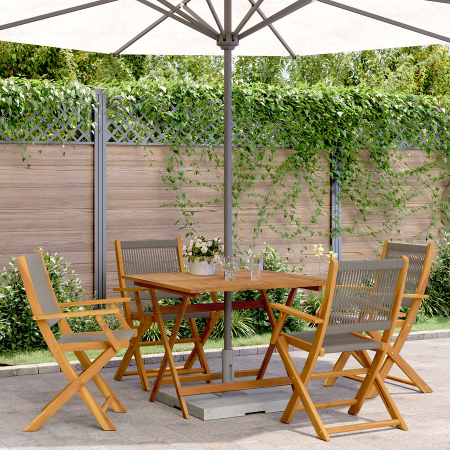 5 Piece Garden Dining Set Grey Polypropylene and Solid Wood