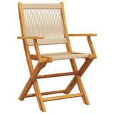 5 Piece Garden Dining Set Beige Polypropylene and Solid Wood - Side View