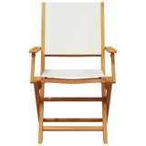 5 Piece Garden Dining Set Cream White Fabric and Solid Wood - Top-Down View
