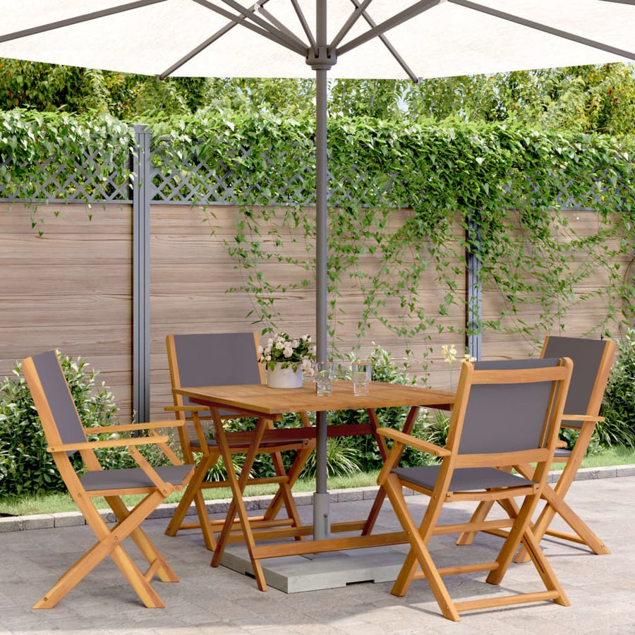 5 Piece Garden Dining Set Anthracite Fabric and Solid Wood