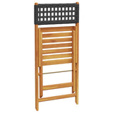 3 Piece Bistro Set Black Poly Rattan and Solid Wood - Close-Up Angle
