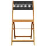 3 Piece Bistro Set Black Polypropylene and Solid Wood