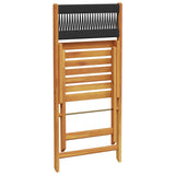 3 Piece Bistro Set Black Polypropylene and Solid Wood - Close-Up Angle