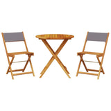 3 Piece Bistro Set Anthracite Fabric and Solid Wood - Front View