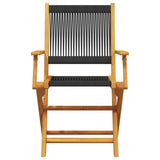 3 Piece Bistro Set Black Polypropylene and Solid Wood - Top-Down View