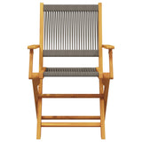 3 Piece Bistro Set Grey Polypropylene and Solid Wood - Rear View