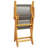 3 Piece Bistro Set Grey Polypropylene and Solid Wood - Close-Up Angle
