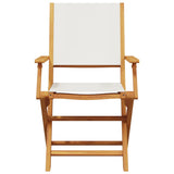 3 Piece Bistro Set Cream White Fabric and Solid Wood - Rear View